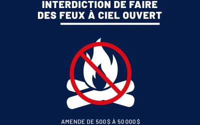 Interdiction de feu à ciel ouvert sur tous les territoire